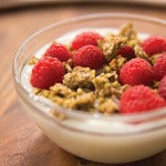 A bowl of vegan probiotic yogurt. This delicious recipe is a great substitute for dairy base store yogurt.