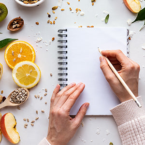 A woman journaling.