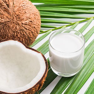 A fresh coconut kefir drink.