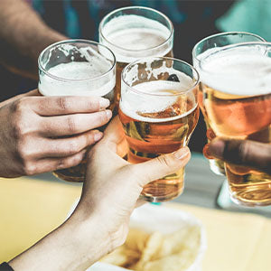 People celebrating with beer.