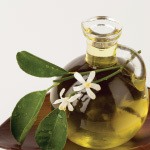 A bottle of neroli oil. Neroli oil is prized for its aroma and is one of the most commonly used essential oils in perfumery.