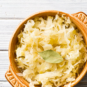 A bowl of sauerkraut.