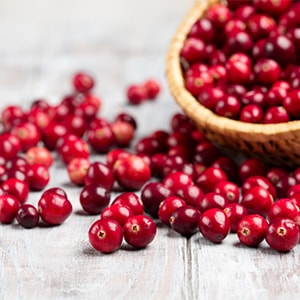 A bowl of cranberries which are rich with pterostilbene.