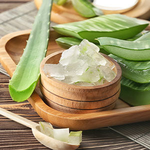 A bowl of aloe vera. Aloe vera is a natural remedy for sunburns.